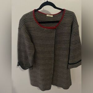 COCOGIO ITALY Sweater Poncho Shawl Wool Herringbone Brown Oversize Medium Sz 8